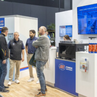 JST Power Equipment showcases its advanced electrical solutions at Ennovation 2025 in Messezentrum Salzburg. The booth attracted attendees with detailed product displays, live demonstrations, and expert consultations. JST Power Equipment representatives speaking with visitors at their exhibition booth during Ennovation 2025 at Messezentrum Salzburg, with display panels, brochures, and power equipment in view.